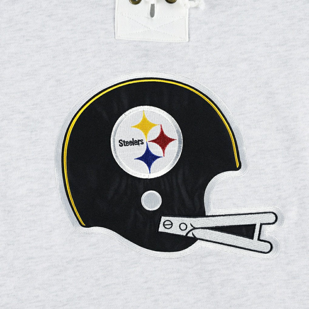 Pittsburgh Steelers '47 Historic Logo Gridiron Lace-Up Pullover Hoodie Heather Gray