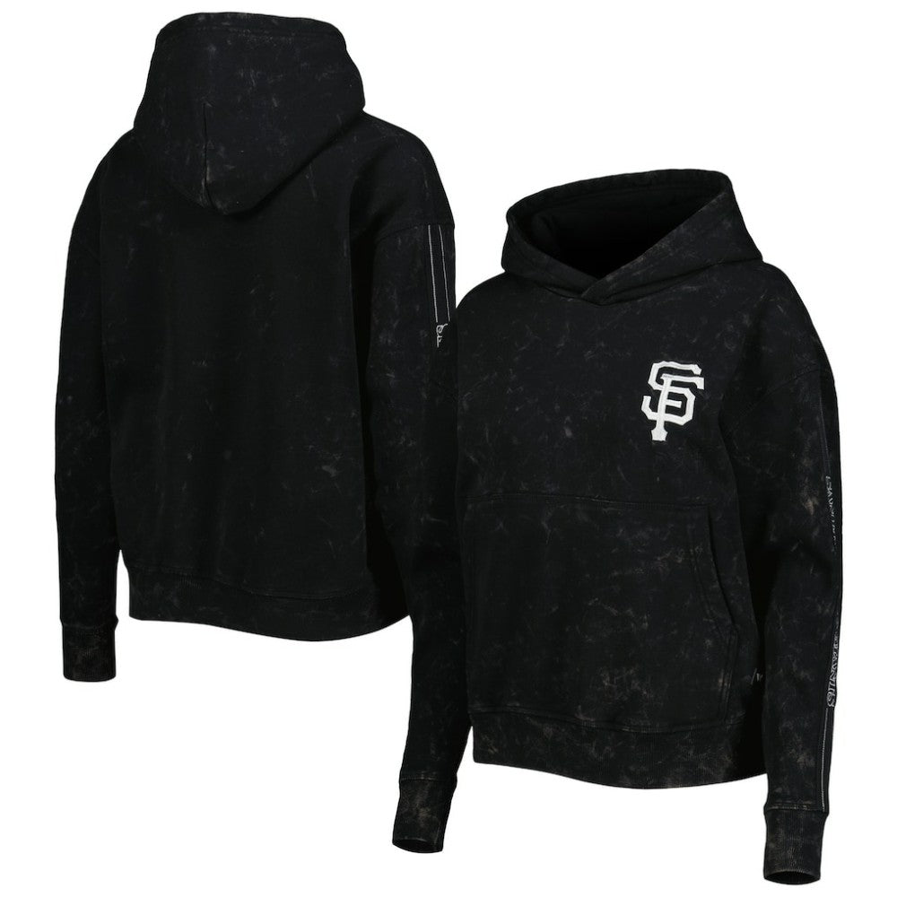 San Francisco Giants The Wild Collective Women's Marble Pullover Hoodie - Black Hoodies