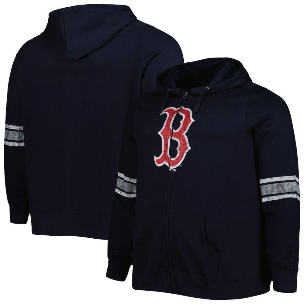 Boston Red Sox Women's Plus Size Front Logo Full-Zip Hoodie - Navy/Heather Gray Hoodies