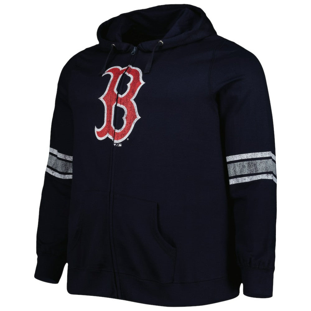 Boston Red Sox Women's Plus Size Front Logo Full-Zip Hoodie - Navy/Heather Gray Hoodies