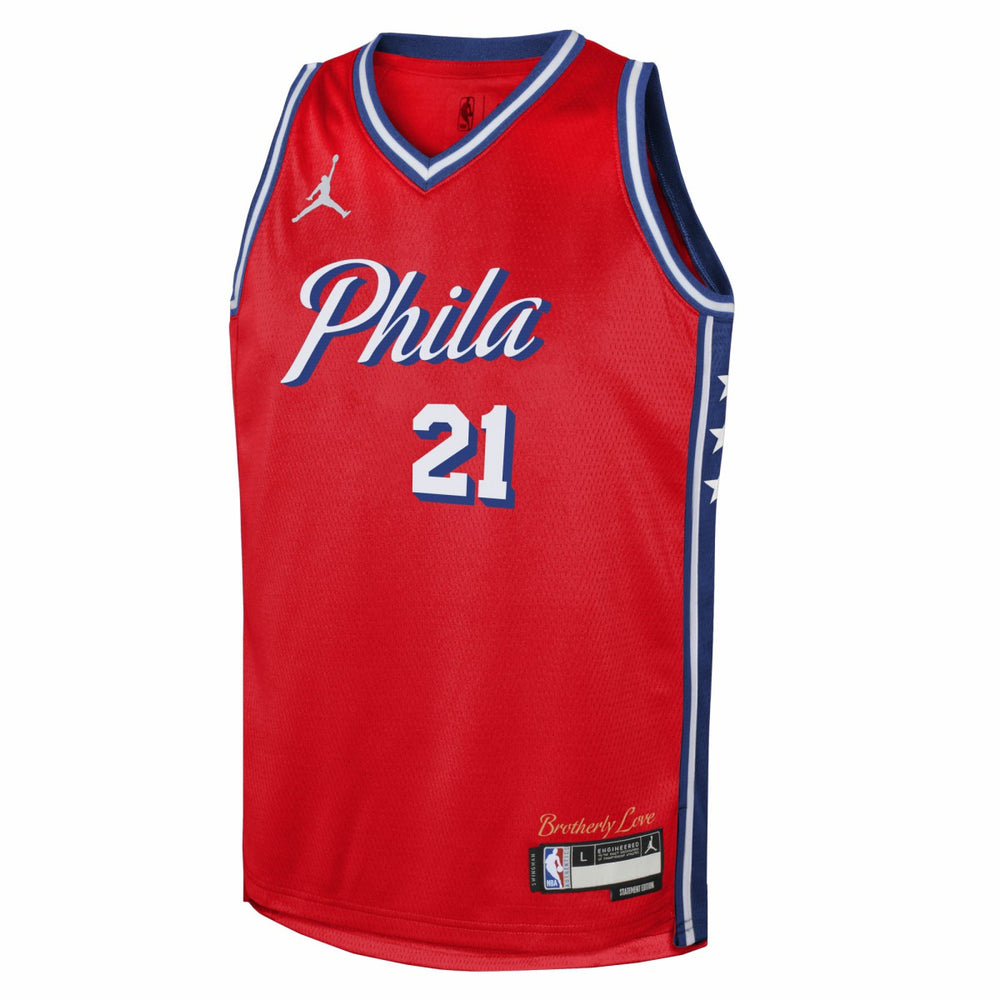 Joel Embiid Philadelphia 76ers Jordan Brand Youth Swingman Jersey Statement Edition Red