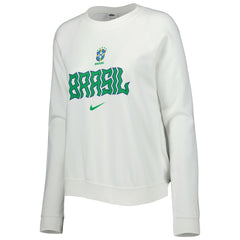 Brazil National Team Women's Lockup Varsity Tri-Blend Raglan Pullover Sweatshirt White