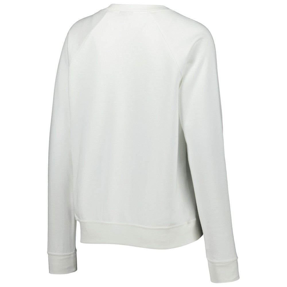 Brazil National Team Women's Lockup Varsity Tri-Blend Raglan Pullover Sweatshirt White