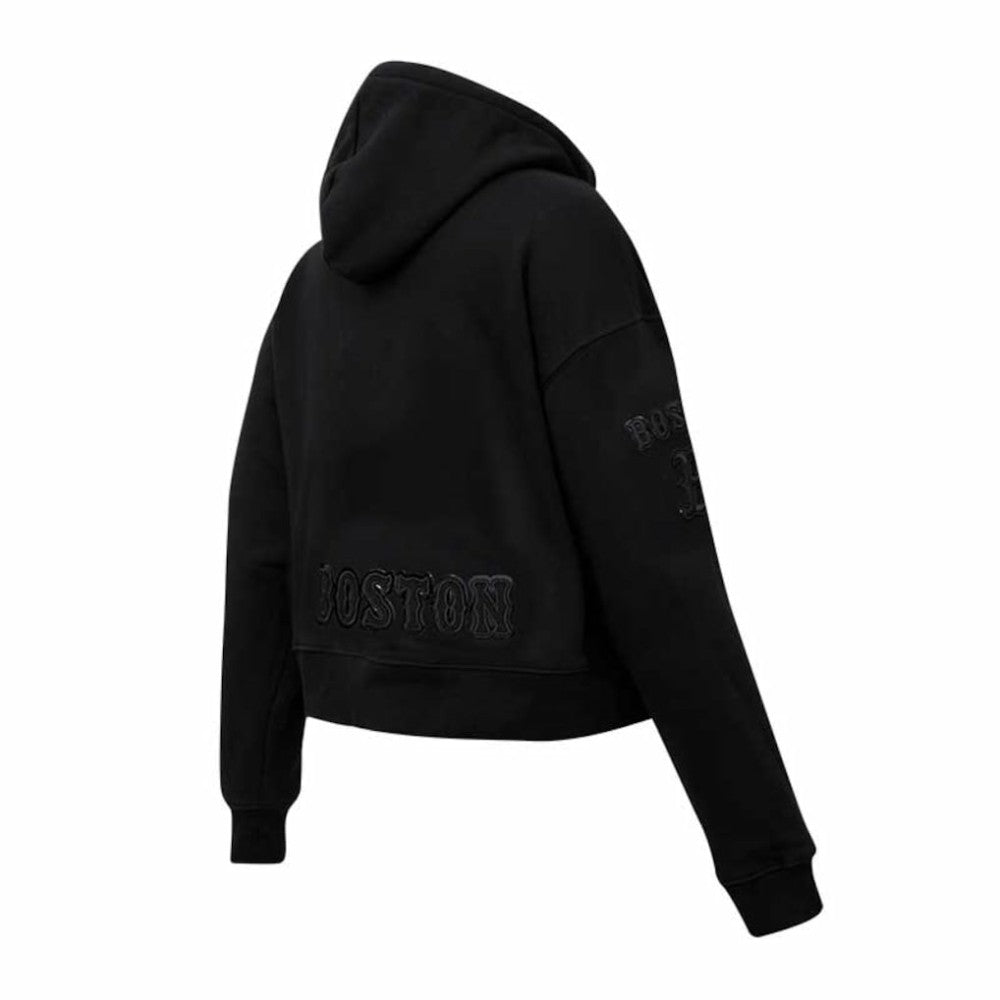 Boston Red Sox Pro Standard Women's Triple Black Cropped Pullover Hoodie Hoodies