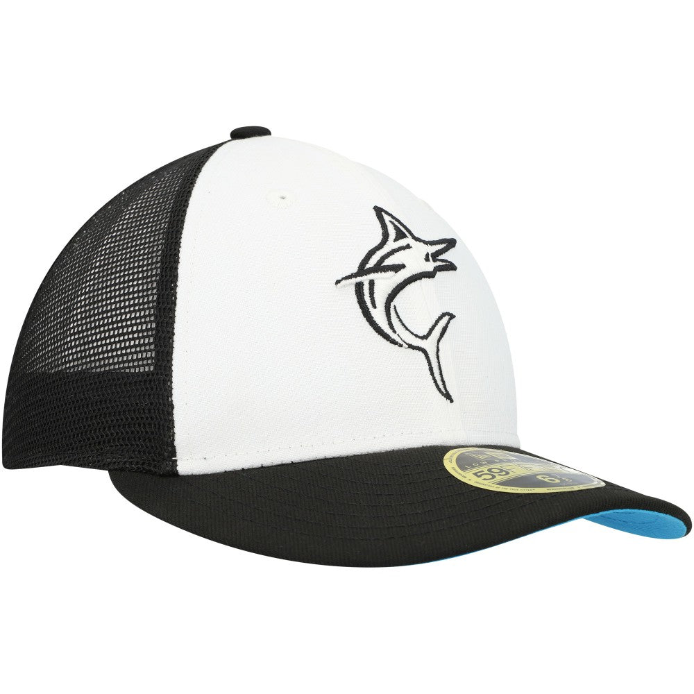 Miami Marlins New Era 2023 On-Field Batting Practice Low Profile 59FIFTY Fitted Hat - Black/White Hats