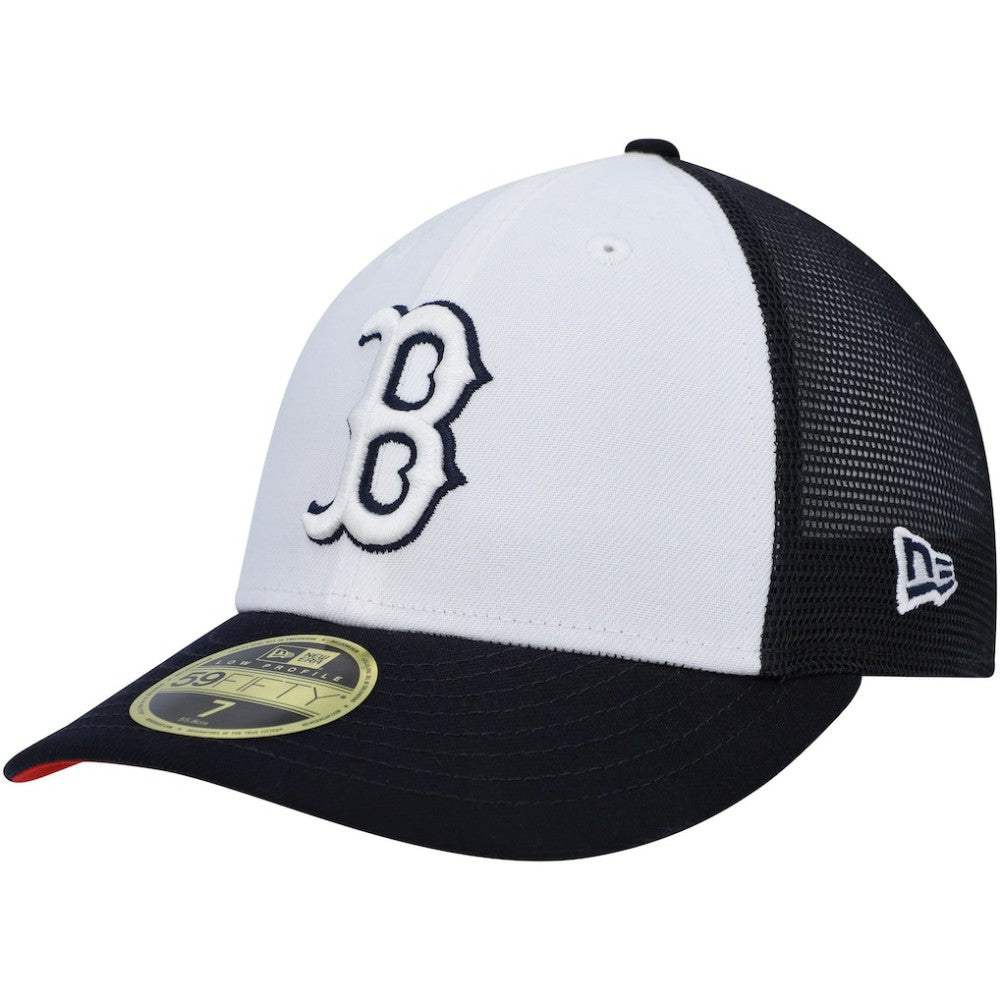 Boston Red Sox New Era 2023 On-Field Batting Practice Low Profile 59FIFTY Fitted Hat - White/Navy Hats