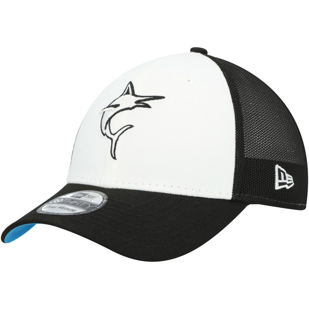 Miami Marlins New Era 2023 On-Field Batting Practice 39THIRTY Flex Hat - Black/White Hats