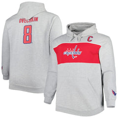 NHL Alexander Ovechkin Washington Capitals Big & Tall Player Pullover Hoodie - Heather Gray