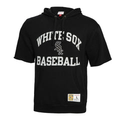 Chicago White Sox Mitchell & Ness Cooperstown Collection Washed Fleece Pullover Short Sleeve Hoodie - Black Hoodies