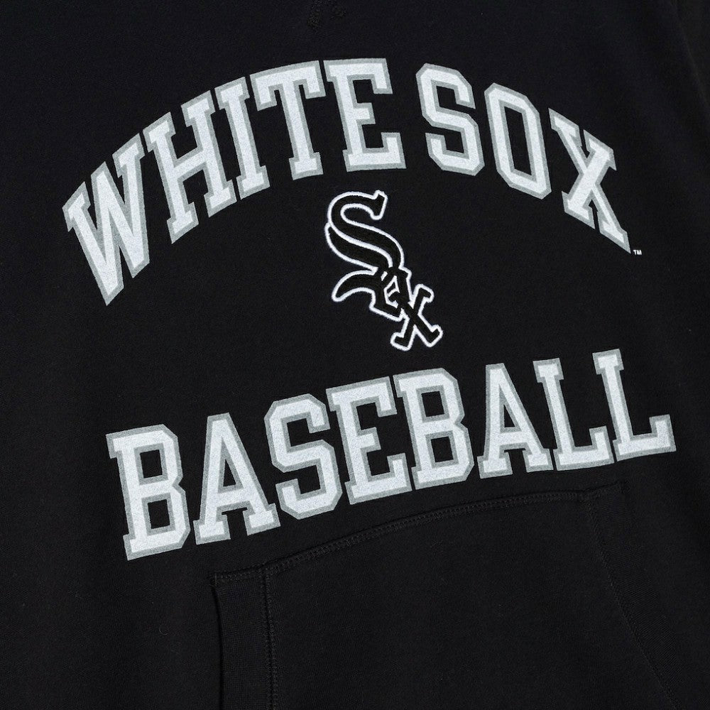 Chicago White Sox Mitchell & Ness Cooperstown Collection Washed Fleece Pullover Short Sleeve Hoodie - Black Hoodies