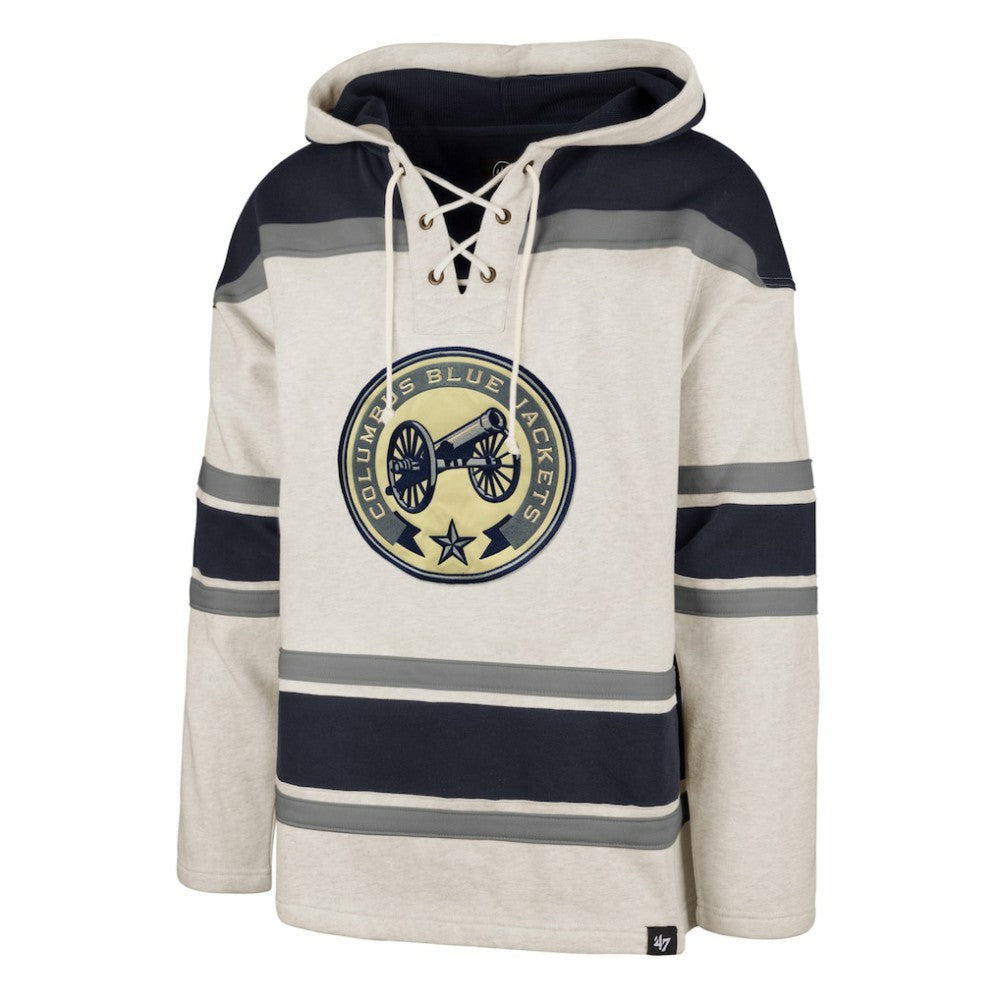 NHL Columbus Blue Jackets '47 Rockaway Lace-Up Pullover Hoodie - Oatmeal