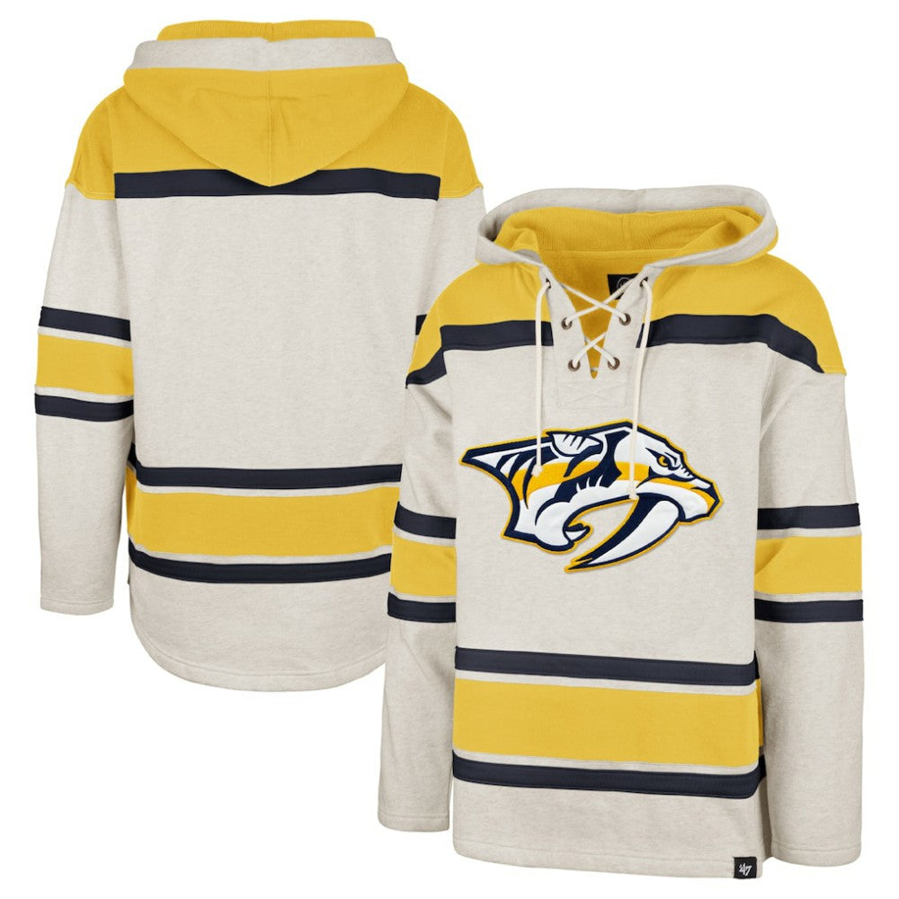 NHL Nashville Predators '47 Rockaway Lace-Up Pullover Hoodie - Oatmeal
