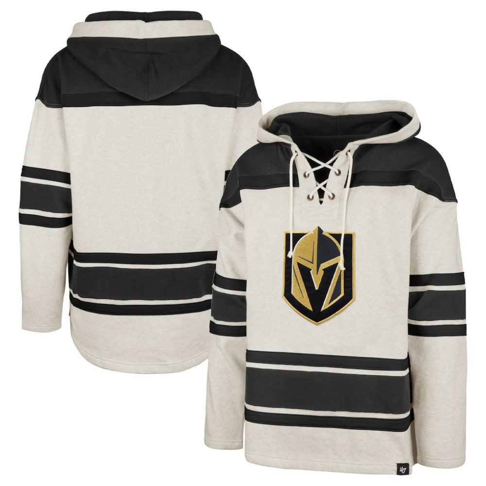 NHL Vegas Golden Knights '47 Rockaway Lace-Up Pullover Hoodie - Oatmeal