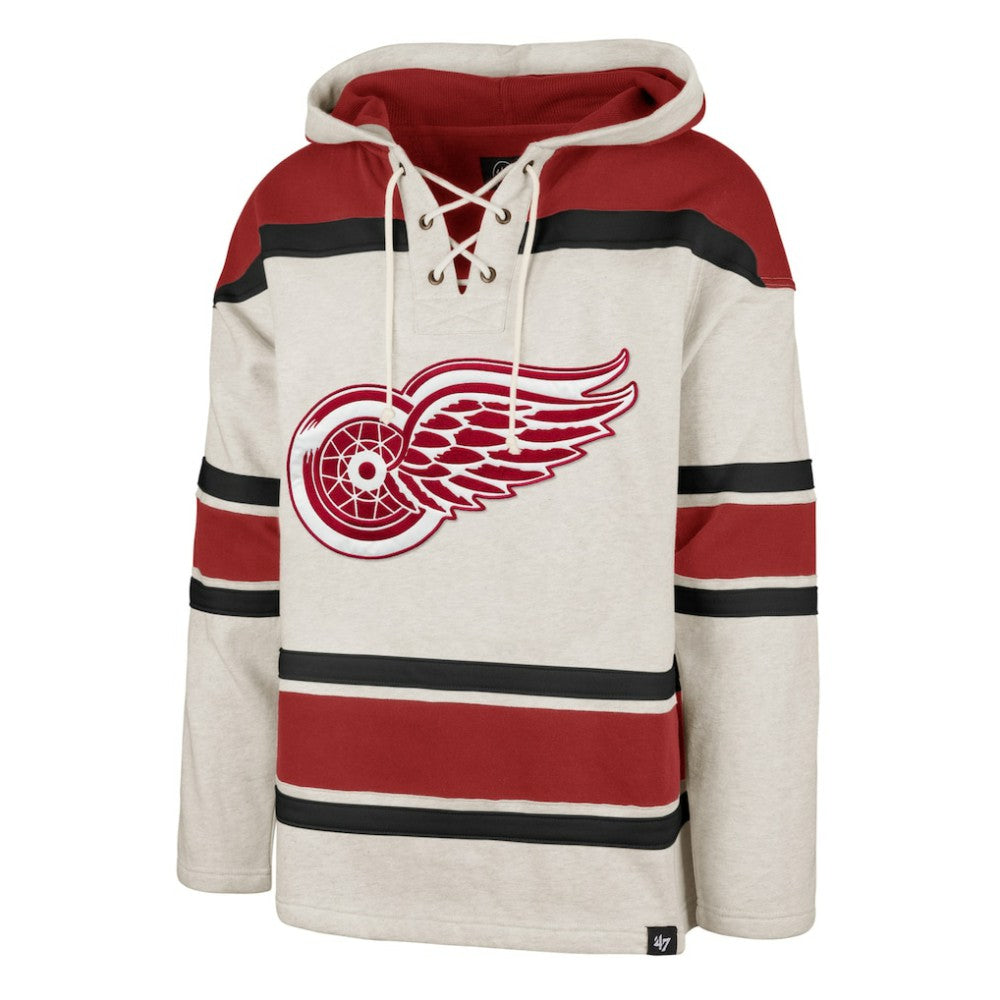 NHL Detroit Red Wings '47 Rockaway Lace-Up Pullover Hoodie - Oatmeal