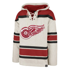 NHL Detroit Red Wings '47 Rockaway Lace-Up Pullover Hoodie - Oatmeal