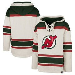 NHL New Jersey Devils '47 Rockaway Lace-Up Pullover Hoodie - Oatmeal