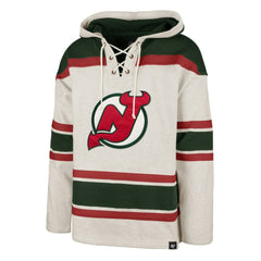 NHL New Jersey Devils '47 Rockaway Lace-Up Pullover Hoodie - Oatmeal