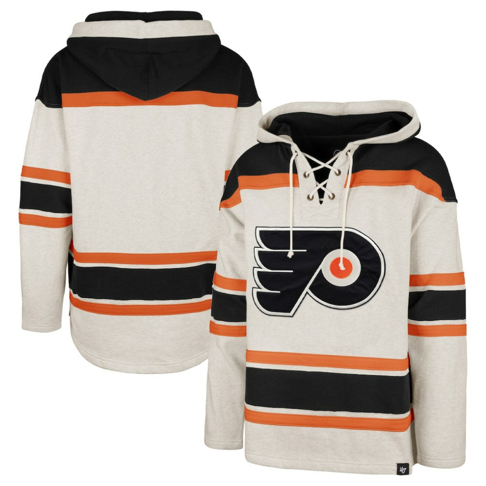 NHL Philadelphia Flyers '47 Rockaway Lace-Up Pullover Hoodie - Oatmeal
