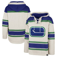 NHL Vancouver Canucks '47 Rockaway Lace-Up Pullover Hoodie - Oatmeal