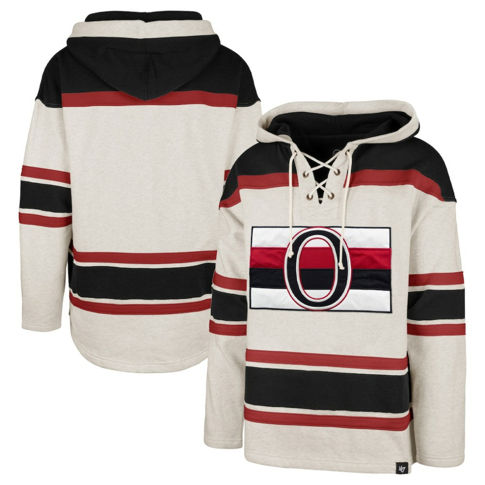 NHL Ottawa Senators '47 Rockaway Lace-Up Pullover Hoodie - Oatmeal