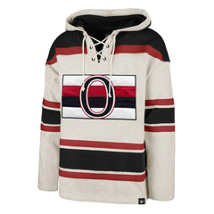 NHL Ottawa Senators '47 Rockaway Lace-Up Pullover Hoodie - Oatmeal