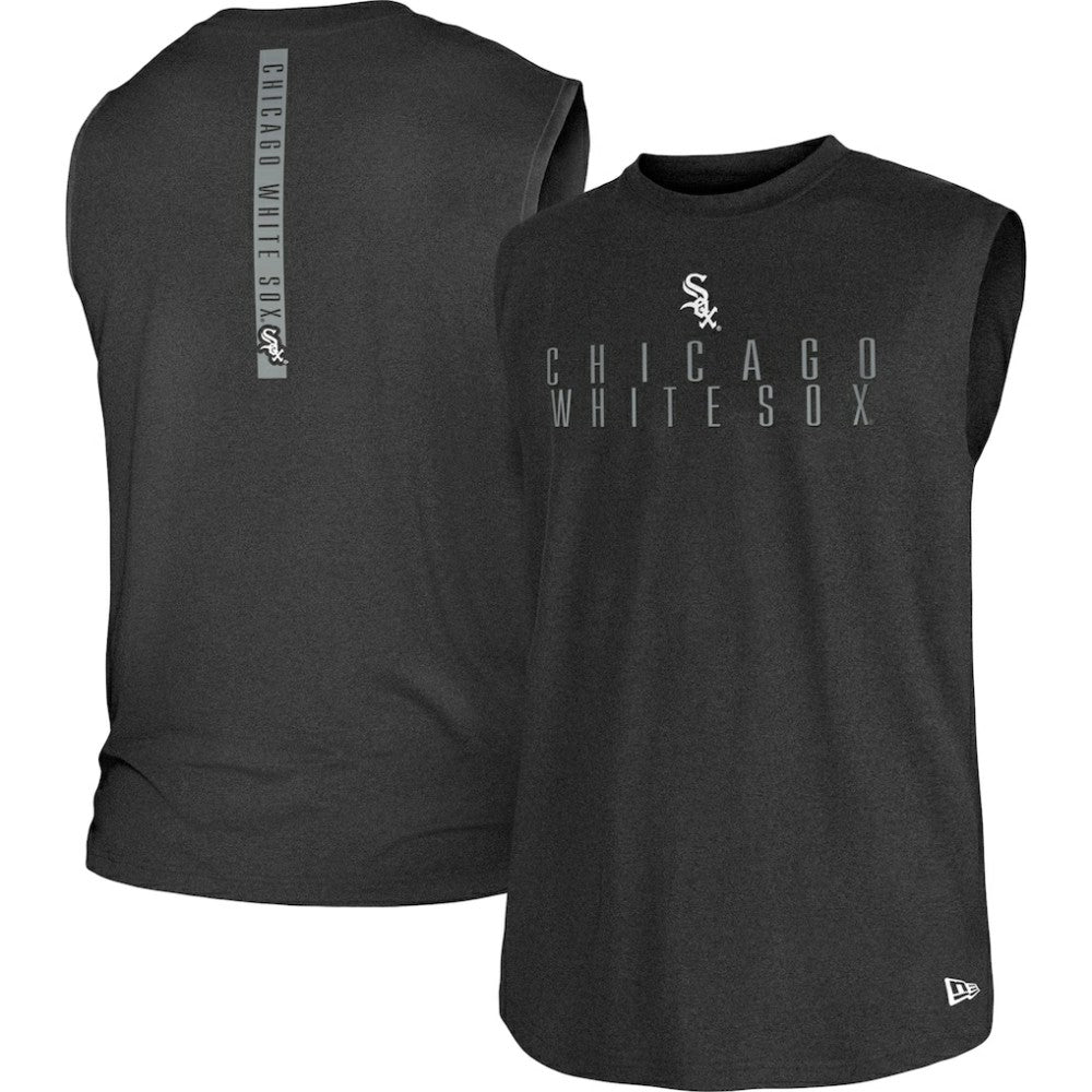 Chicago White Sox New Era Team Muscle Tank Top - Heather Black Tanks