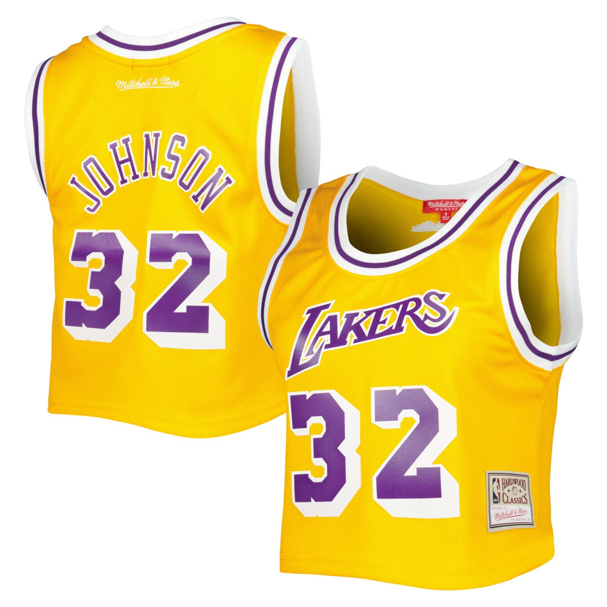 Magic Johnson Los Angeles Lakers Women's 1984 Hardwood Classics Crop Player Tank Top Gold