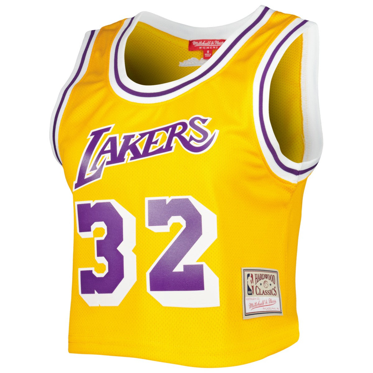 Magic Johnson Los Angeles Lakers Women's 1984 Hardwood Classics Crop Player Tank Top Gold