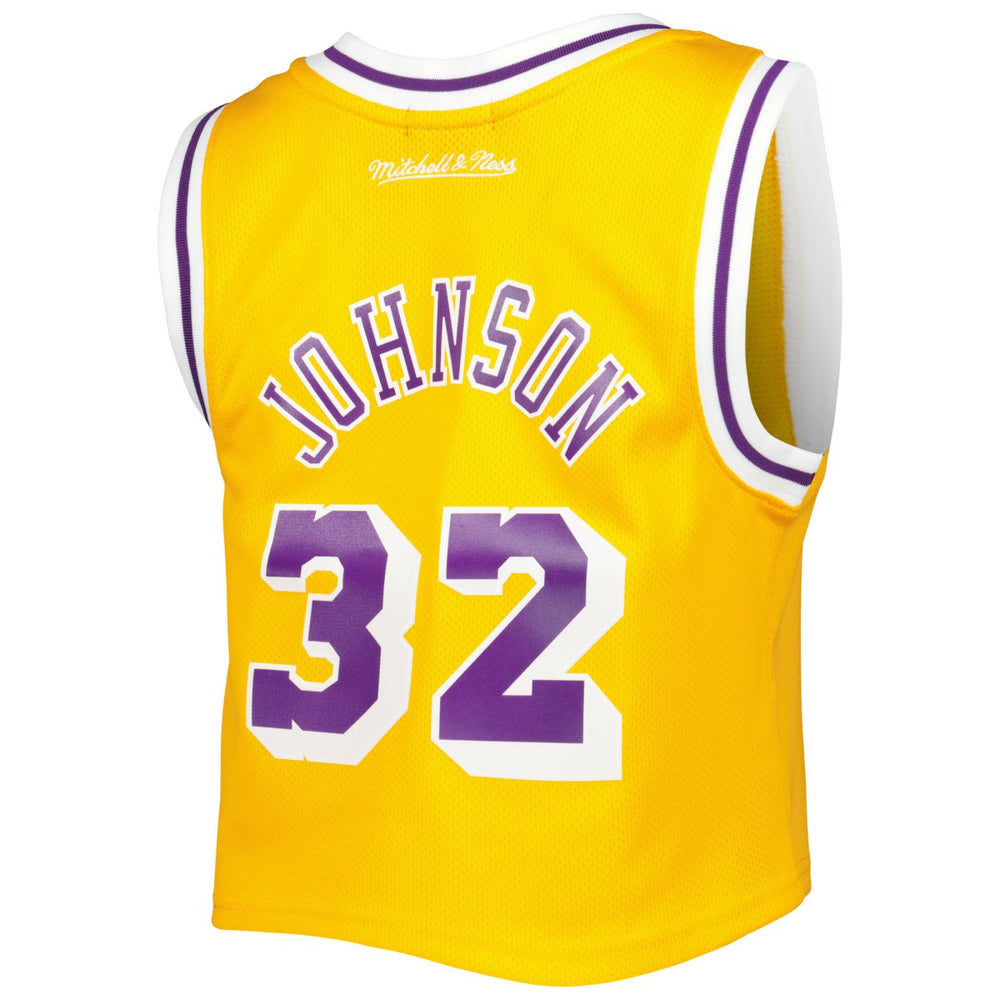 Magic Johnson Los Angeles Lakers Women's 1984 Hardwood Classics Crop Player Tank Top Gold