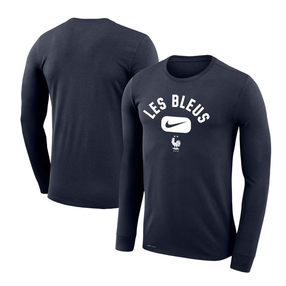 France National Team Lockup Legend Performance Long Sleeve T-Shirt Navy
