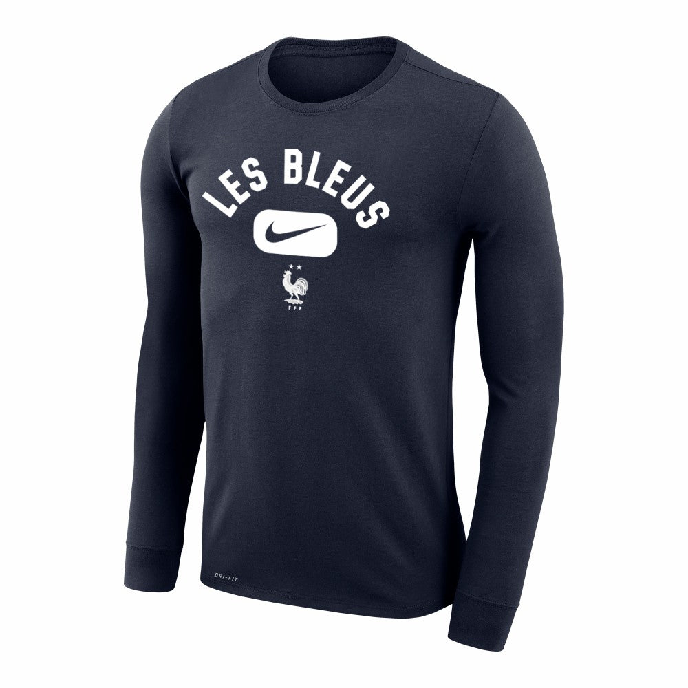 France National Team Lockup Legend Performance Long Sleeve T-Shirt Navy