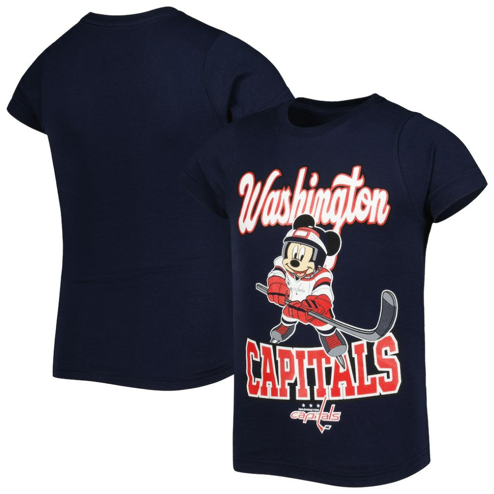 NHL Washington Capitals Girls Youth Mickey Mouse Go Team Go T-Shirt - Navy