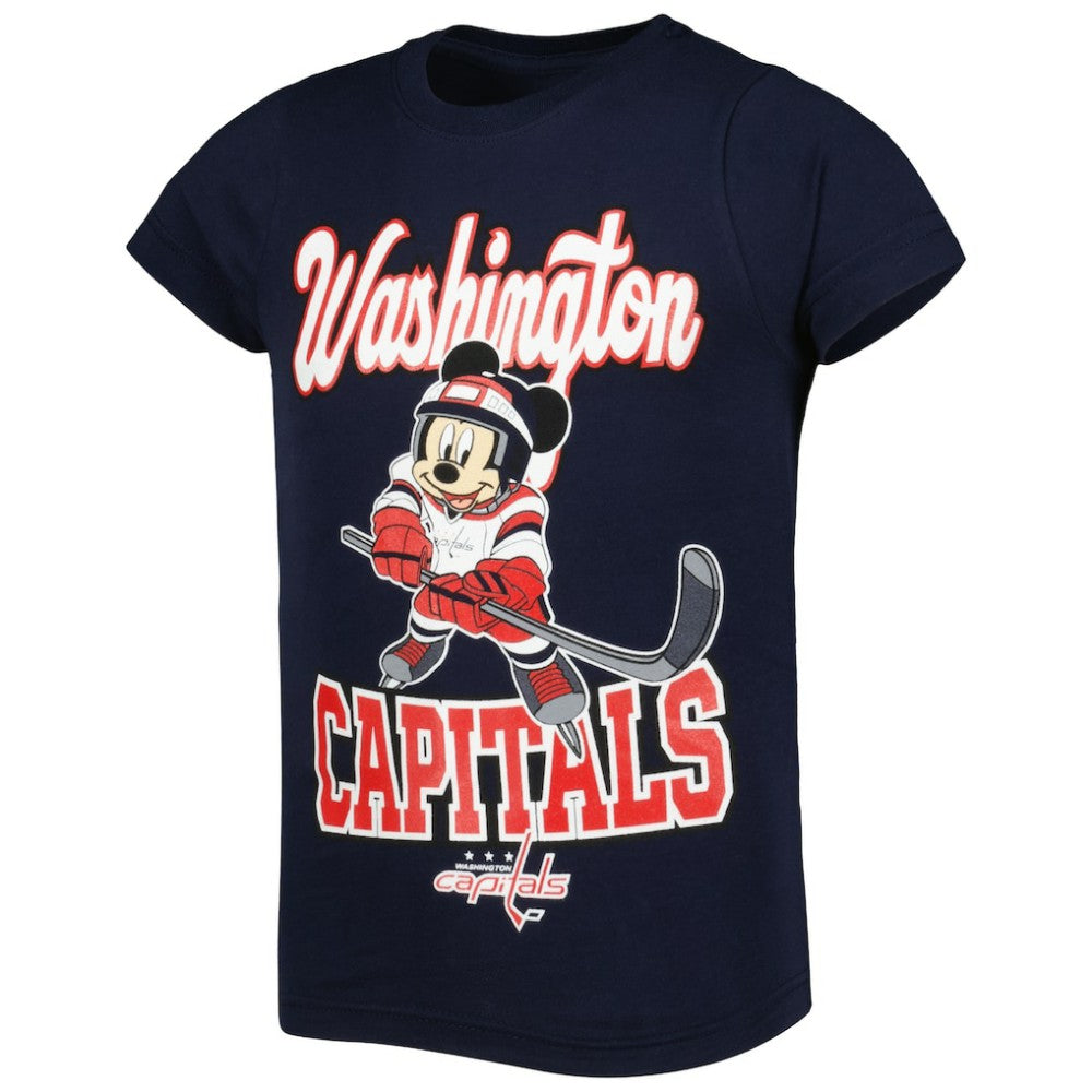 NHL Washington Capitals Girls Youth Mickey Mouse Go Team Go T-Shirt - Navy