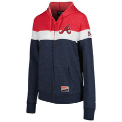 Atlanta Braves New Era Women's Colorblock Full-Zip Hoodie Jacket - Heather Navy Jackets