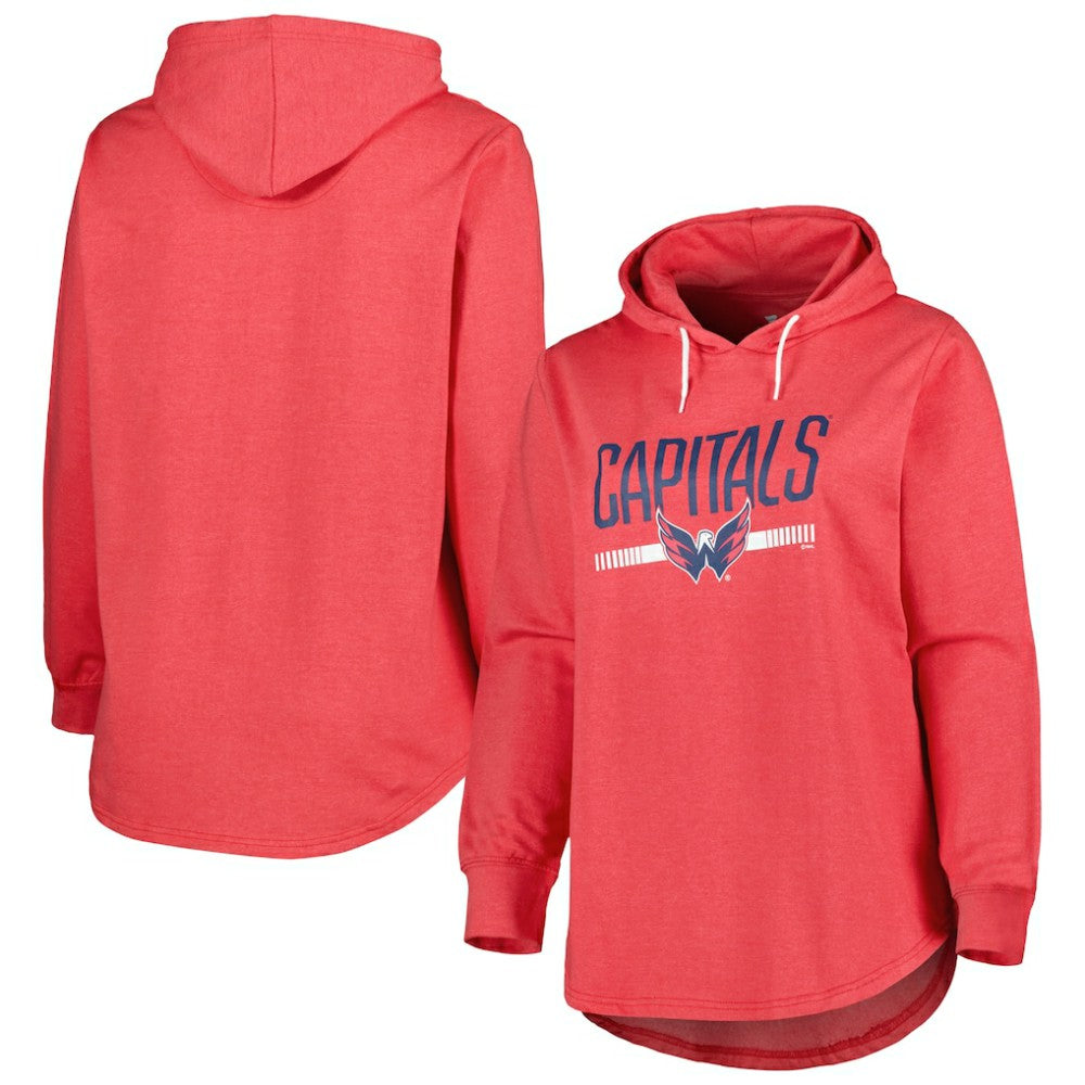 NHL Washington Capitals Women's Plus Size Fleece Pullover Hoodie - Heather Red