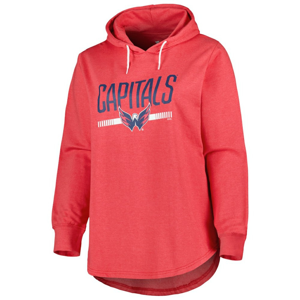 NHL Washington Capitals Women's Plus Size Fleece Pullover Hoodie - Heather Red
