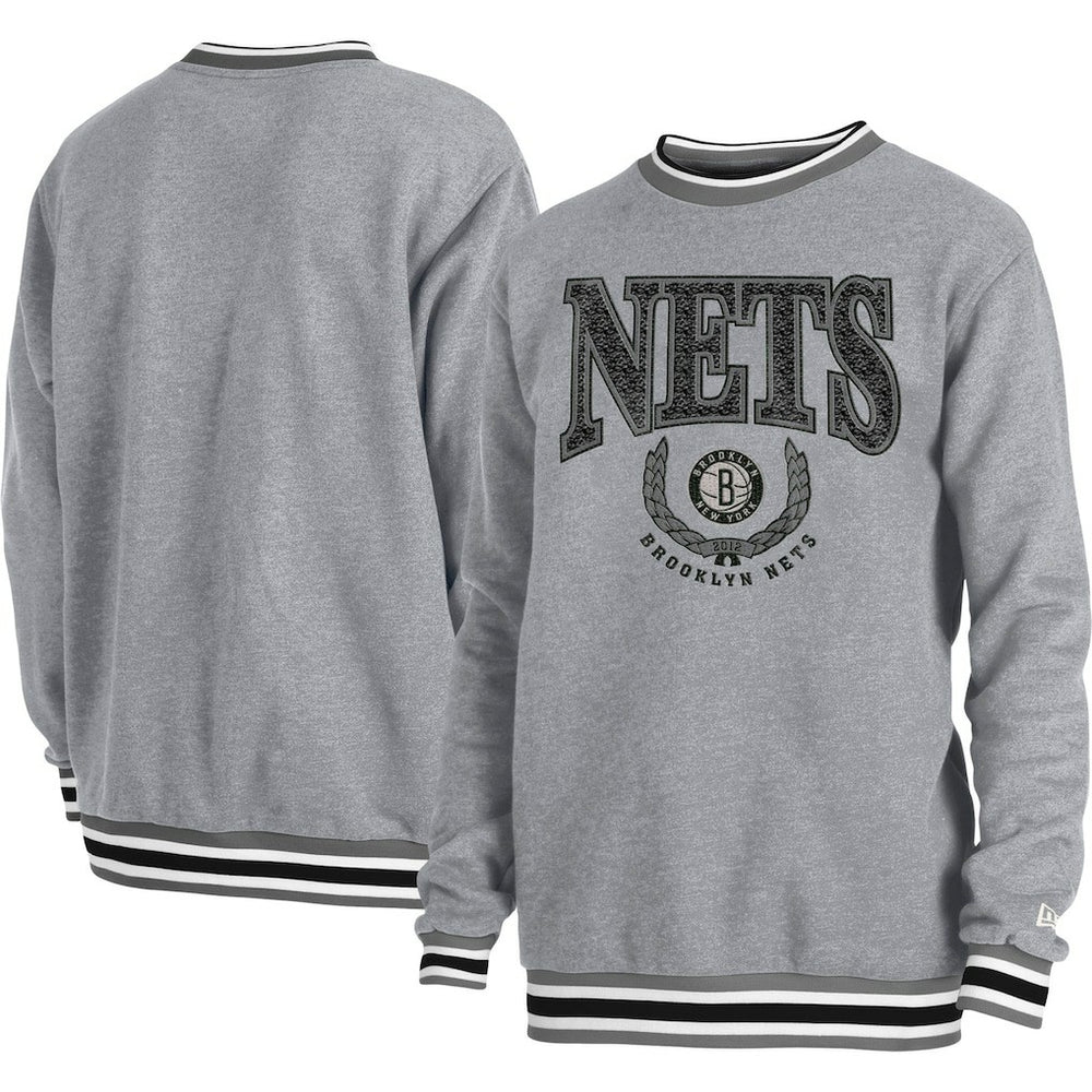 Brooklyn Nets Unisex Vintage Throwback Crew Sweatshirt Heather Gray