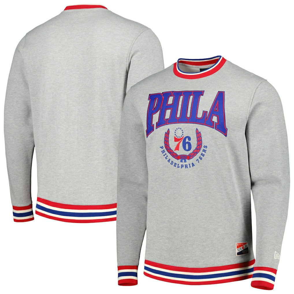 Philadelphia 76ers Unisex Vintage Throwback Crew Sweatshirt Heather Gray