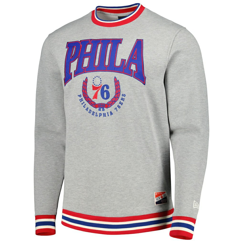 Philadelphia 76ers Unisex Vintage Throwback Crew Sweatshirt Heather Gray