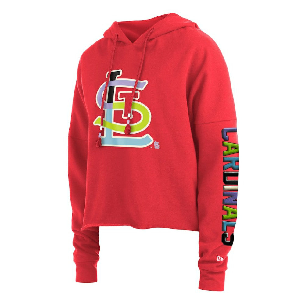 St. Louis Cardinals New Era Women's Fashion High Hip Pullover Hoodie - Red Hoodies