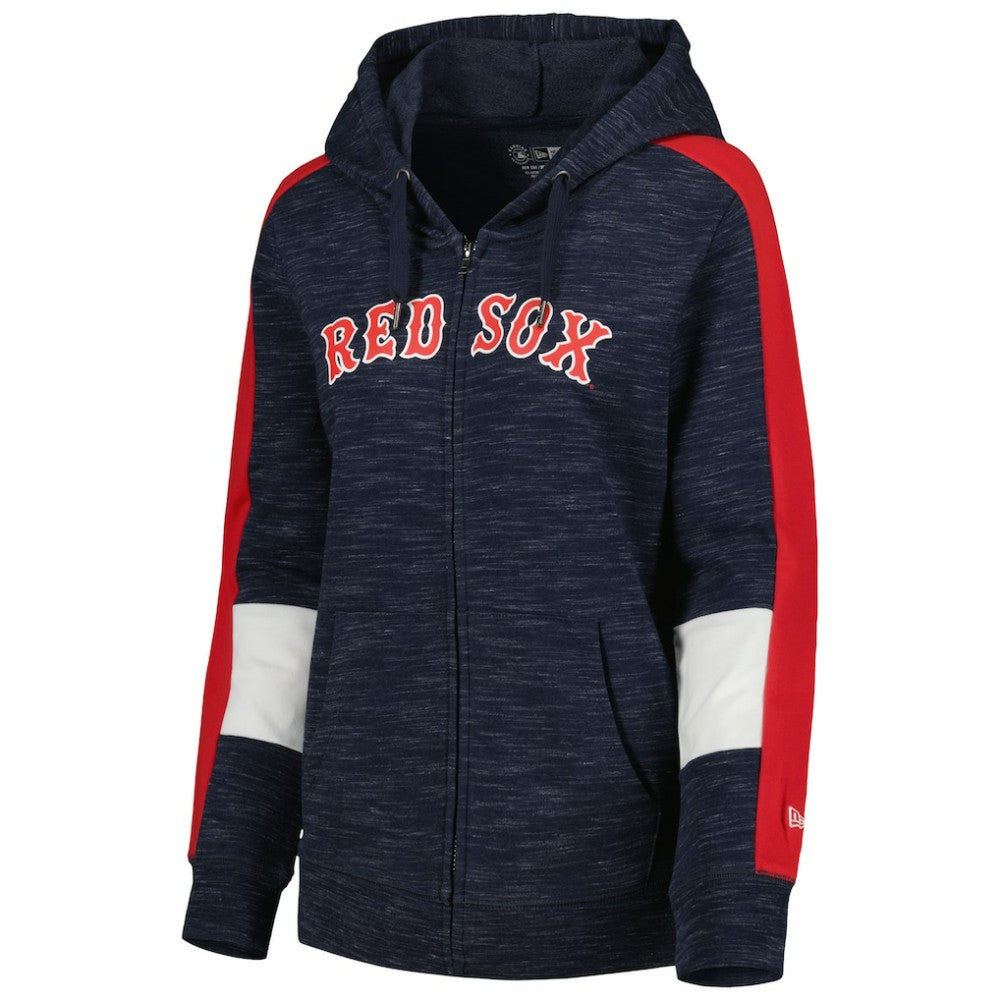 Boston Red Sox New Era Women's Colorblock Full-Zip Hoodie - Navy Hoodies