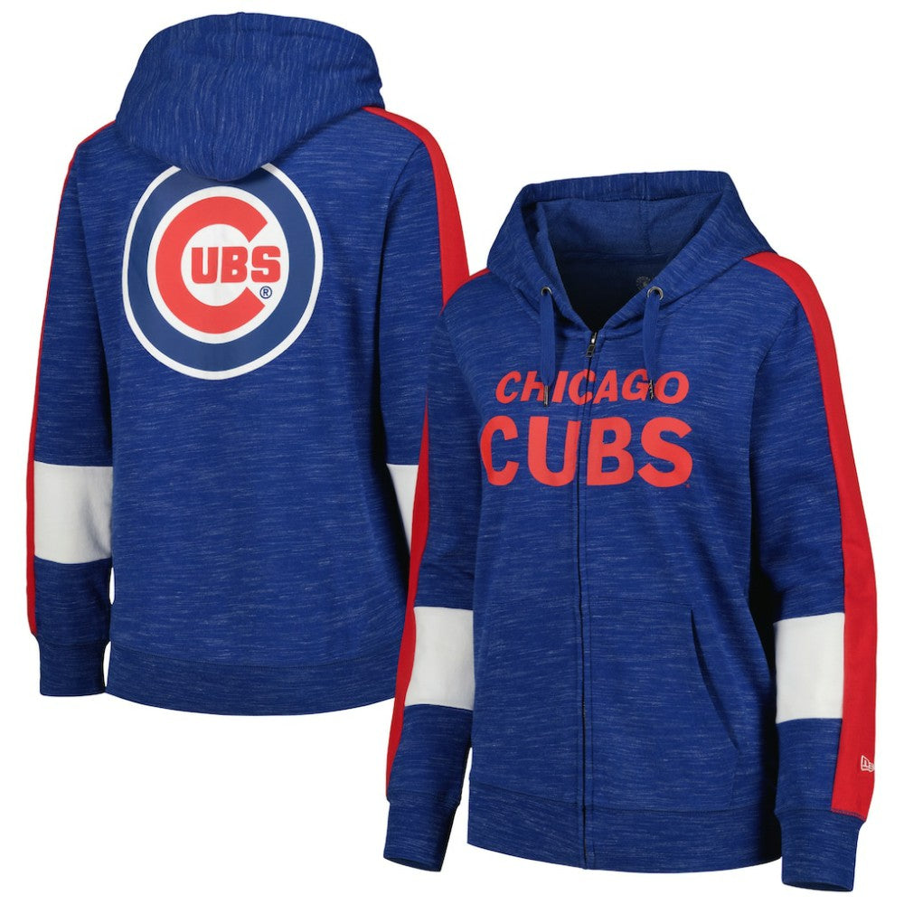 Chicago Cubs New Era Women's Colorblock Full-Zip Hoodie - Royal Hoodies