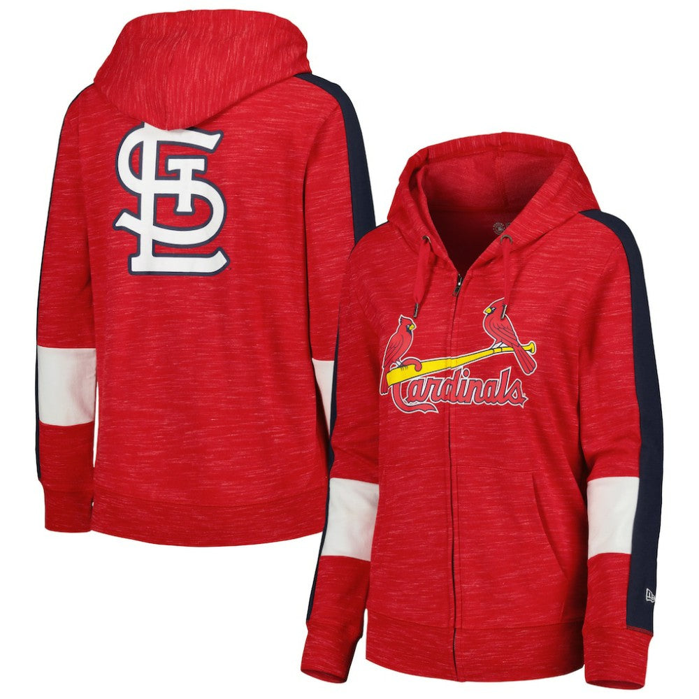 St. Louis Cardinals New Era Women's Colorblock Full-Zip Hoodie - Red Hoodies