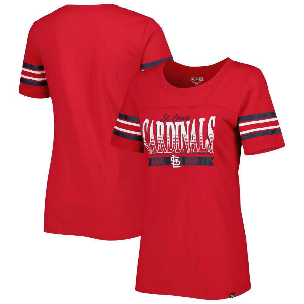 St. Louis Cardinals New Era Women's Team Stripe T-Shirt - Red T-shirts