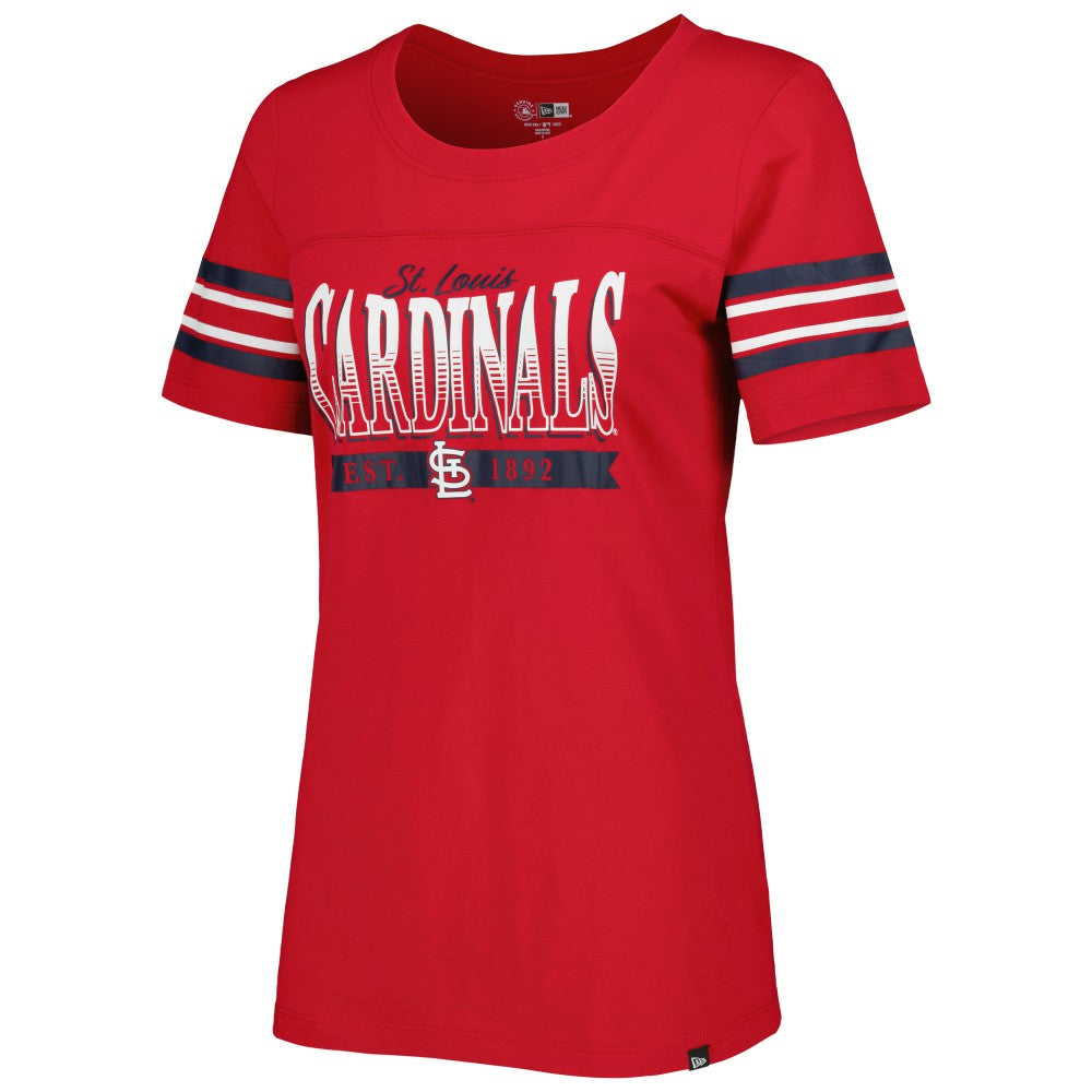 St. Louis Cardinals New Era Women's Team Stripe T-Shirt - Red T-shirts