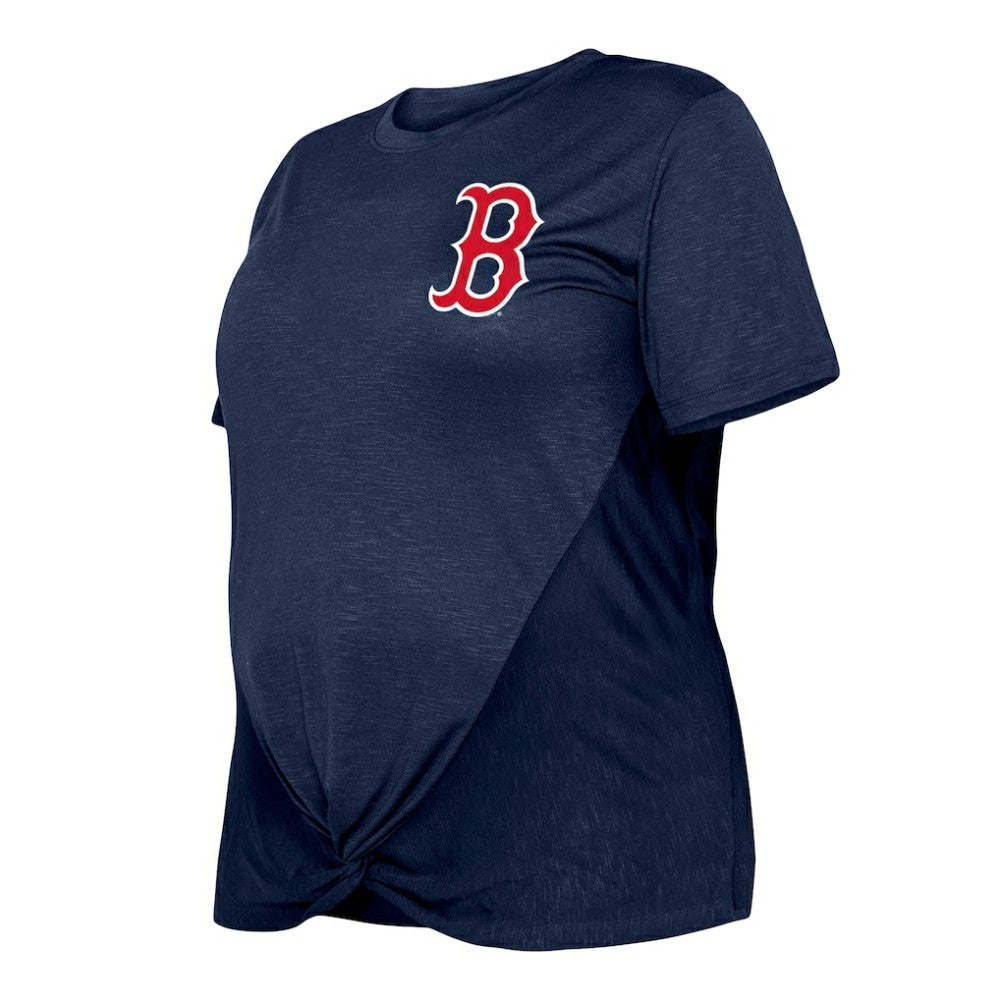 Boston Red Sox New Era Women's Plus Size Two-Hit Front Knot T-Shirt - Navy T-shirts