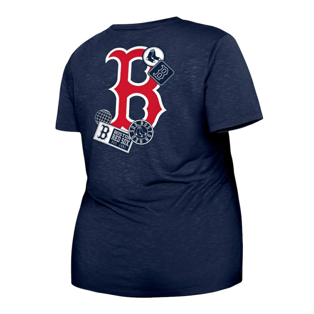 Boston Red Sox New Era Women's Plus Size Two-Hit Front Knot T-Shirt - Navy T-shirts