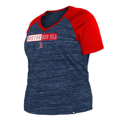 Boston Red Sox New Era Women's Plus Size Space Dye Raglan V-Neck T-Shirt - Navy T-shirts
