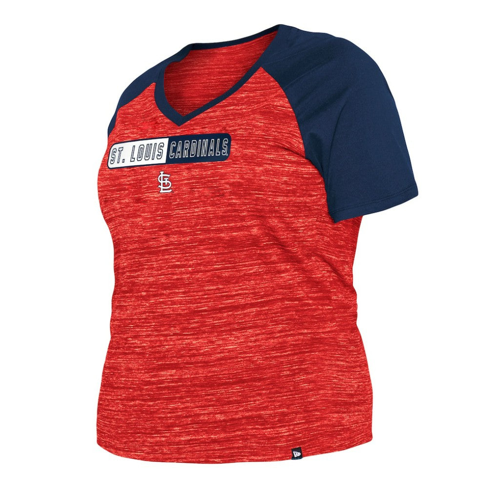 St. Louis Cardinals New Era Women's Plus Size Space Dye Raglan V-Neck T-Shirt - Red T-shirts