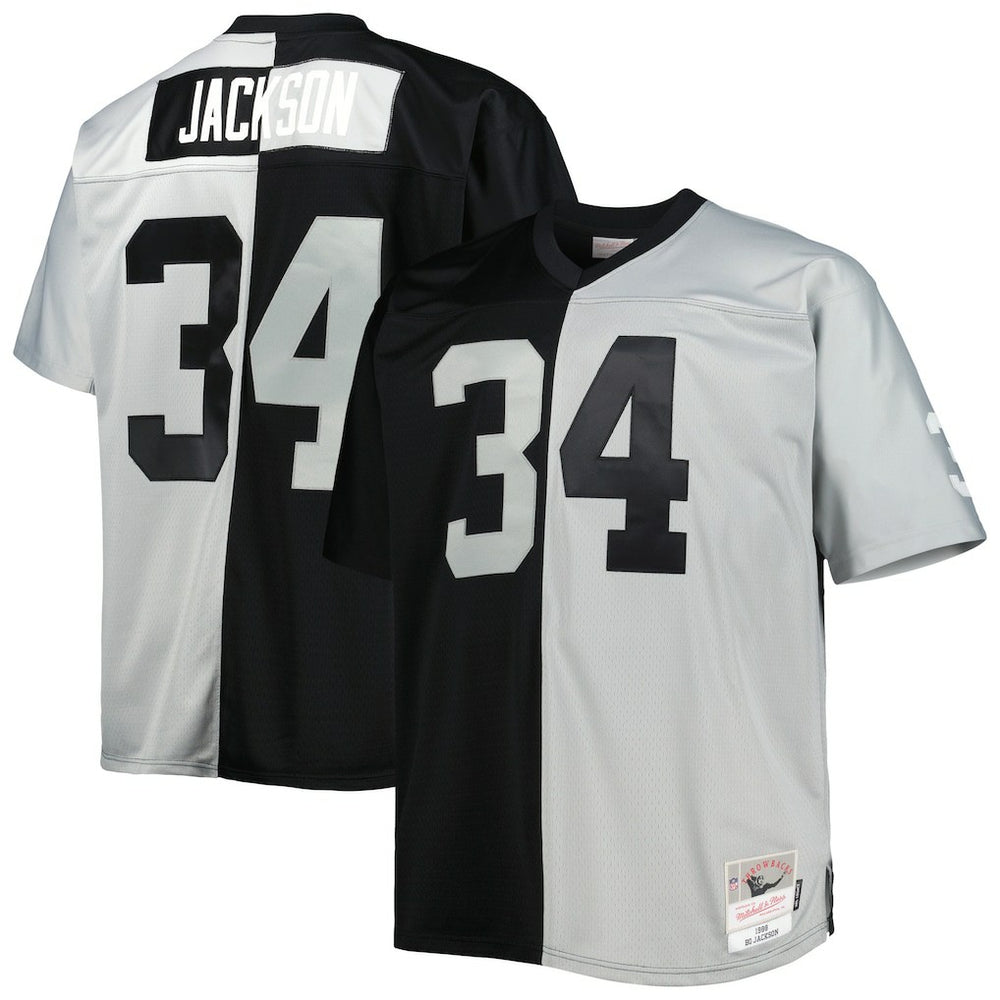 Bo Jackson Las Vegas Raiders Big & Tall Split Legacy Retired Player Replica Jersey Black/Silver